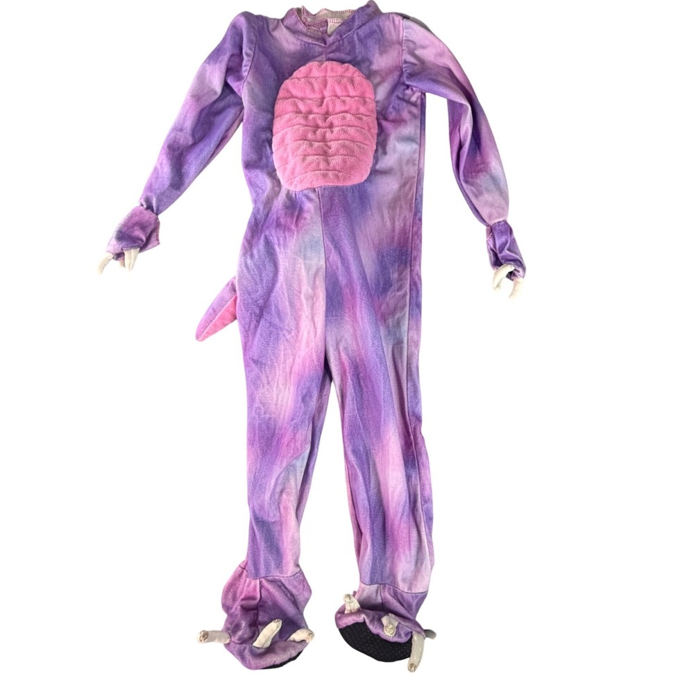 Spirit Halloween Purple Pink Tie Dye Dragon Cat Costume Jumpsuit Toddler 2T 4T